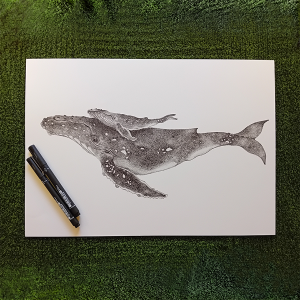 Original drawing, whale art. - Image 2