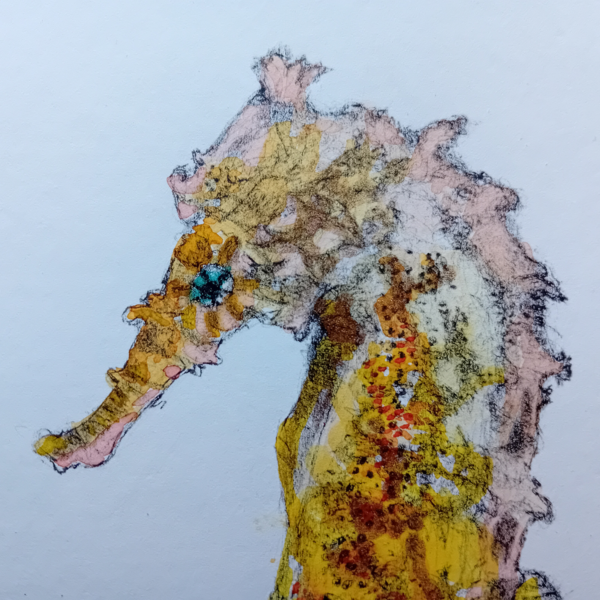 Seahorse watercolor, original drawing. - Image 3
