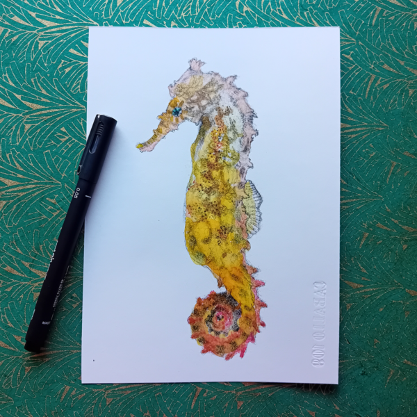 Seahorse watercolor, original drawing. - Image 4