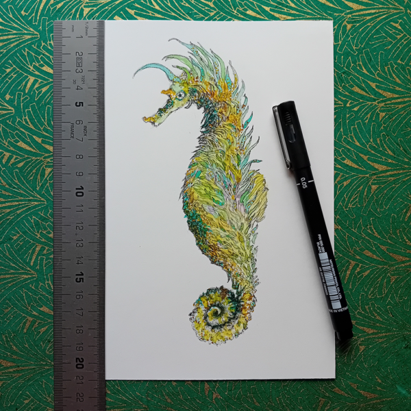 Light Green seahorse watercolor. - Image 2