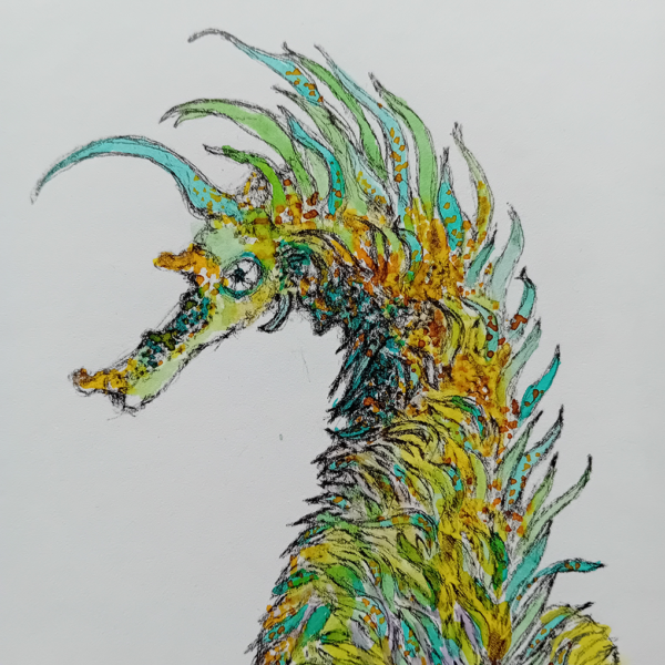Light Green seahorse watercolor. - Image 3