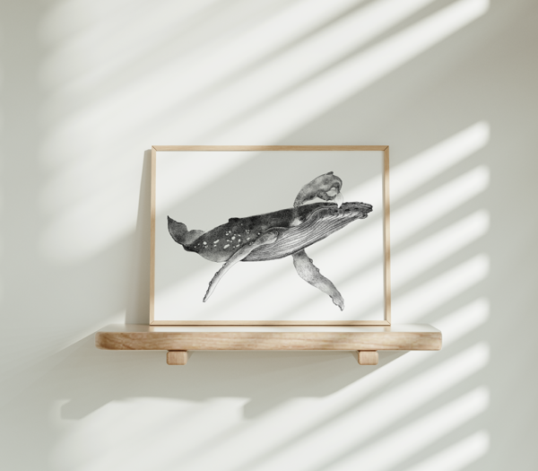 Whale with calf original drawing. - Image 4