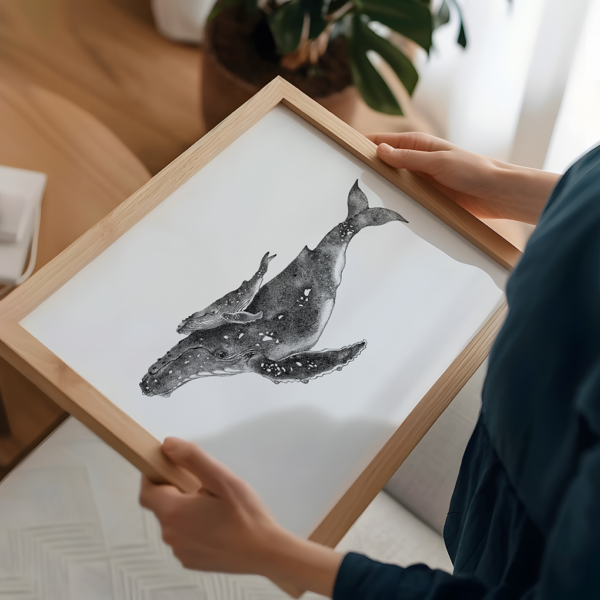 Original drawing, whale art. - Image 3