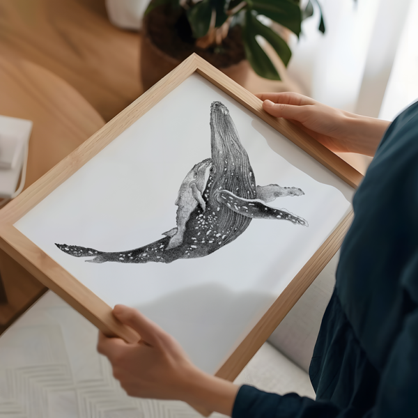 Original drawing, whale art. - Image 2