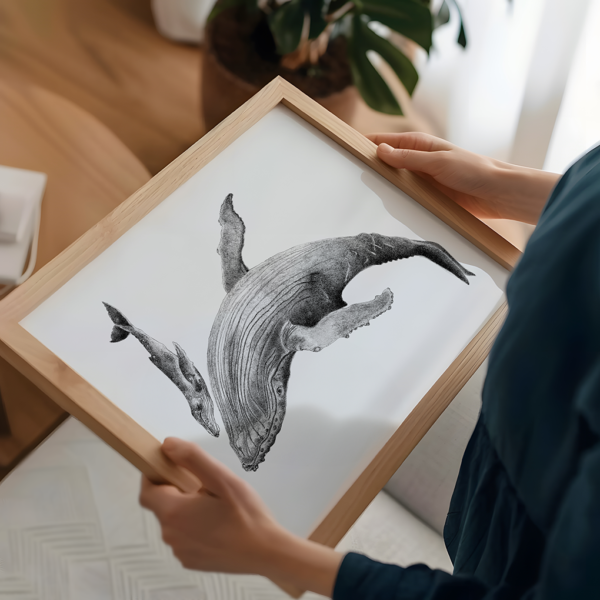 Original drawing, whale wall art. - Image 2