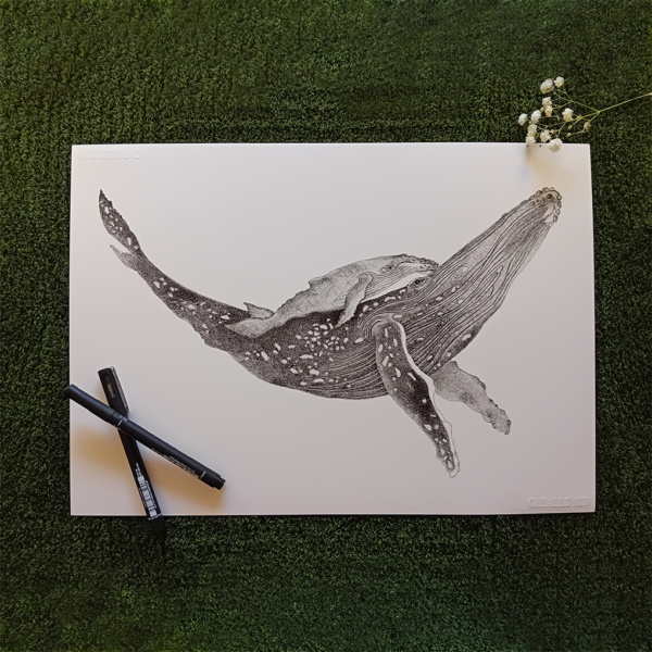Original drawing, whale art. - Image 4